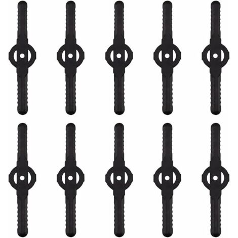 Lame plastique coupe bordure, 10 pcs Lames En Plastique Cutter Remplacer Pour ensemble doutils de coupe-herbe sans fil, remplacement de lames de coupe de tondeuse à gazon en plastique（noir） (1/5)