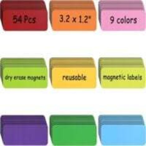 54 Étiquettes magnétiques inscriptibles 80x30mm, Cartes Magnétiques Effaçables, étiquettes magnétiques effaçables,pour Tableaux Blancs, Réfrigérateurs (1/4)