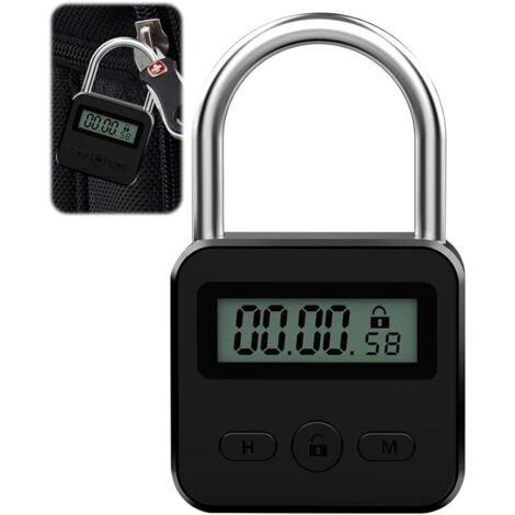 SHINING HOUSE Affichage de Lock, Cadenas Valise avec LCD Écran, USB Rechargeable Cadenas Code Verrouillage De La Minuterie, pour Prévenir Les Mauvaises Habitudes (Noir) (1/5)