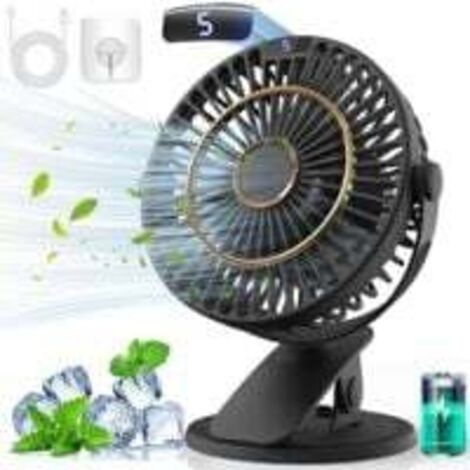 Shining House – Mini ventilateur USB rechargeable 5 vitesses – Rotation 720° – Écran LCD – Ultra silencieux pour bureau, maison, camping (1/5)