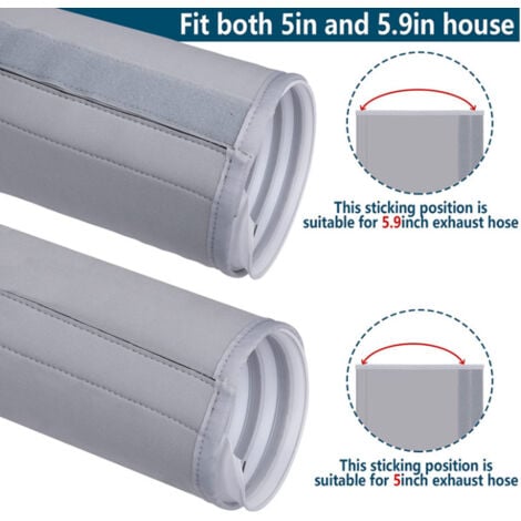 Benasan Manchon D'isolation Portable Pour Tuyau AC, Chlorure De Polyvinyle, Gris Clair, Convient Pour Tuyau D'échappement De 12,7 à 15 Cm De Diamètre, Installation Facile, Housse De Protection