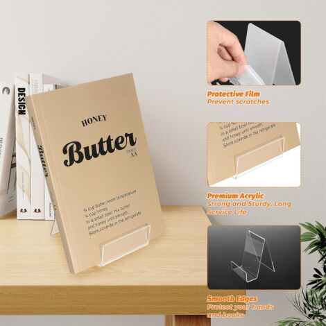 HOMURY Lot De 6 Serre-livres Acrylique Transparent – Antidérapant – Pour Bibliothèque, Bureau, Chambre, École