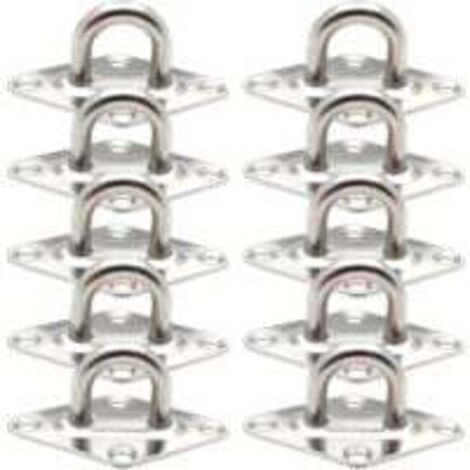 10 Pièces Fixation Anneau d'arrimage, Pontet INOX Oeil Plaques, Crochet d'arrimage Remorque Plaque Oeillet Acier Inoxydable 304 pour Fixer des Remorques Camions Bateaux Kayaks (60 x 36 mm,M5) (1/5)