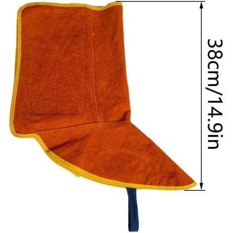 Guêtres De Soudure En Cuir - 1 Paire - Hauteur 38 Cm - Résistantes Aux Flammes, étincelles - Velcro Réglable - Pour Travaux Métal, Forge, Atelier