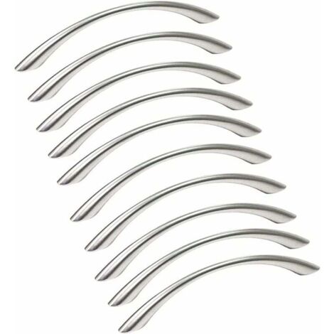 Lot de 10 Poignée Meuble Poignée de Meuble Cuisine Inox - Poignée de Porte Poignée Cuisine Nickel Brossé en Acier Inoxydable Entraxe 128mm argent