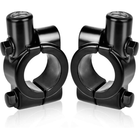 2 pièces support de miroir de moto pour support de guidon 22mm-pour rétroviseur latéral 10mm, aluminium (noir) (1/4)