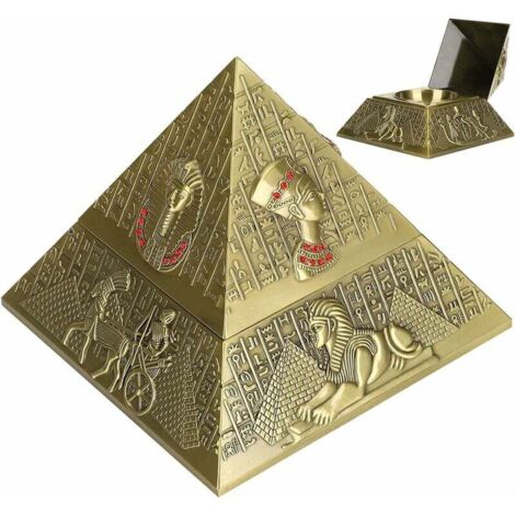 Modèle de Pyramide Egyptienne Statue en Métal, Rétro Ornements Objets de Décoration Artisanat pour Décoration/Cadeau/Collection(Bronzé) (1/5)