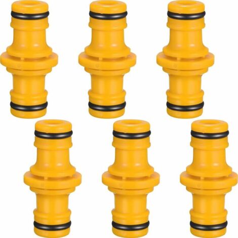 6 Pièces Double Connecteur De Tuyaux Mâles Raccords De Tuyaux Pour Rejoignez Le Tube De Tuyaux De Jardin (Jaune) (1/5)