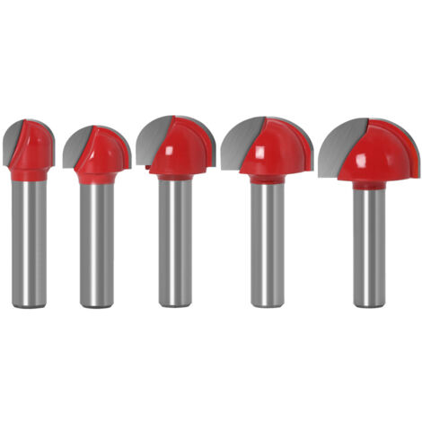 5 Pcs Fraise à Fond Rond Bois, 8mm Fraise Defonceuse, Gravure Fin Mill Outil de Coupe, Fraise à Bois Raboter Outil de Travail du Bois (1/5)