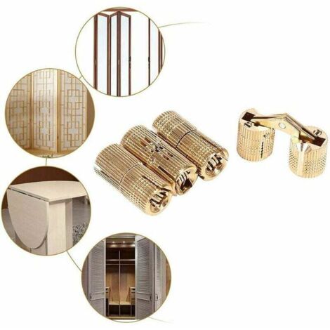 12 Mini Charnières Papillon 20mm Dorées Pour Boîte à Bijoux, Armoire, Tiroir - Inclus 48 Vis