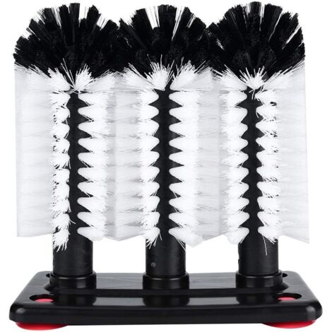 SHINING HOUSE Brosses de Lavage à Triple Tasses en Verre, 3 Brosses pour Laveuse de Tasses en Verre pour évier avec Base à Ventouse (1/5)