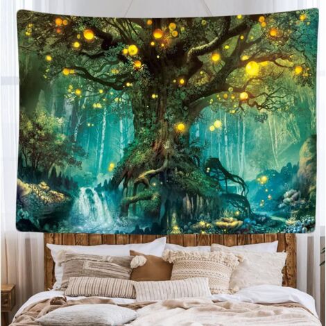 Lot De 2 Tapisseries Murales Vintage Boho Fleurie Avec Glands - Décoration Murale Esthétique 130x33cm