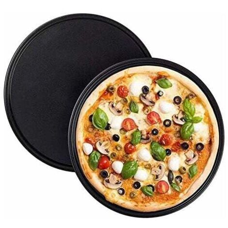 2 PCS Plaque Pizza, Revêtement Anti-adhérent, Plaque à Pizza Ronde,Pizza antiadhésifs en Acier au Carbone Plateau Four à la Cuisinière Barbecue, pour les Restaurants et Cuisson Pizzas Maiso (1/5)