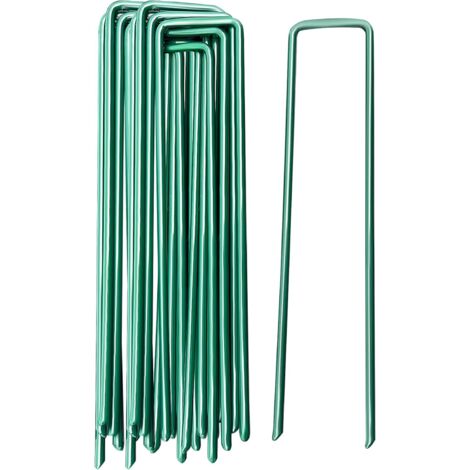 SHINING HOUSE Piquets de Jardin Piquet de Tente Piquets de Fixation en Acier Agrafes Pelouse pour Bache Mauvaise Herbe 10 Pièces (1/5)