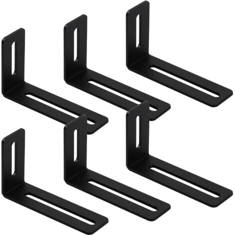 SHINING HOUSE 6 Pièces Equerre Metal de Fixation, Support d'angle Réglable 2 Fentes, Connecteur d'angle en Métal à 90 Degrés, Support de Coin Forme L, Equerre Fixation, Equerre Metal Noir Fixation de (1/5)