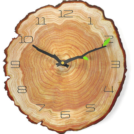 12 pouces horloge murale créative salon de salon silencieux anniversaire ring quartz montre de grain bois montre douze chiffres (1/5)