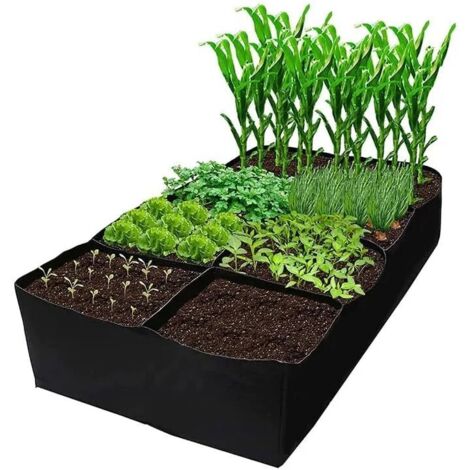 Sacs de Culture pour Lits de Légumes,Sacs de Plantation en Tissu Non-tissé,Sac de Culture Rectangulaire avec 8 Grilles Divisées,Sac de Culture pour Pommes de Terre Tomates (1/5)