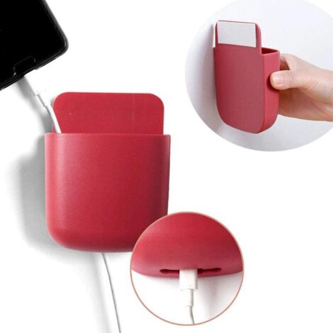 Support Mural 4 Pièces Télécommande Et Téléphone Portable, Boîte Rangement Auto-adhésif - 4 Couleurs