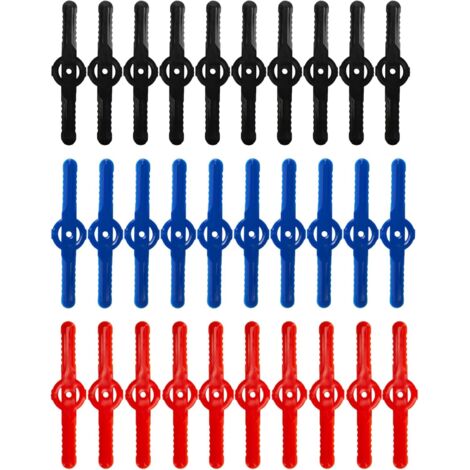 Lot de 30 lames de rechange pour têtes de coupe-bordures, lames en plastique pour tondeuses à gazon (bleu/rouge/noir) (1/5)