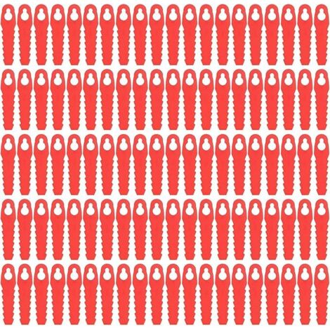 Lames De Rechange en Plastique, 100 Pièces pour Tondeuse à Gazon De Cour, Lames De Tête De Coupe De Rechange, 85Mm, Accessoires De Tondeuse à Gazon De Jardin (Rouge) (1/5)