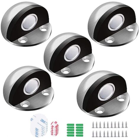 5Pcs Arrêts de Porte,Arrêt de Porte Magnétique,Butoir de Porte,Butoir de Porte de Sol En Acier Inoxydable,Butée de Porte Magnétique Adhésive,Butée de Porte en Acier Inoxydable Avec Autocollants Et Vis (1/5)