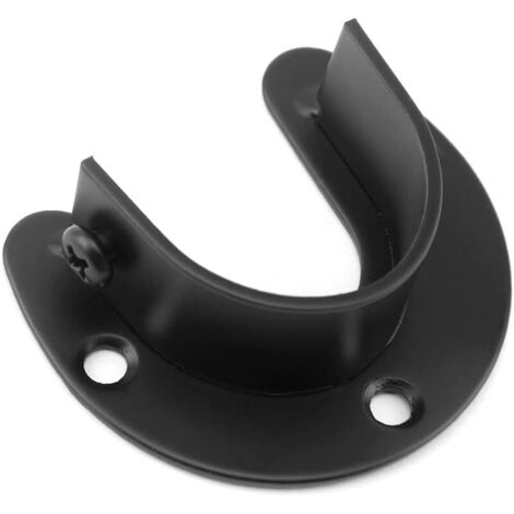 Lot 4 Supports Tringle Penderie 25 Mm – Douilles U Acier Inoxydable Noires, Robuste Avec Vis, Pour Placard Et Armoire