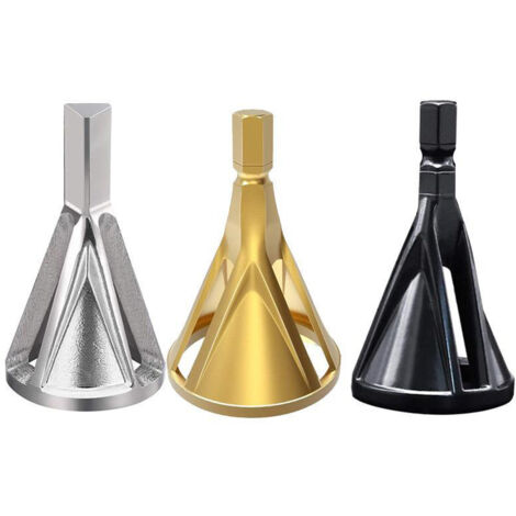 Externe D'éBavurage Outil à Chanfreiner,3 Pcs Deburring pour Les Forets,Externe D'éBavurage Outil à Chanfreiner Hexa et Triangulaire,Pour L'EnlèVement de Fraisage,Pour Divers Forets (Or, Rgent,Noir) (1/4)