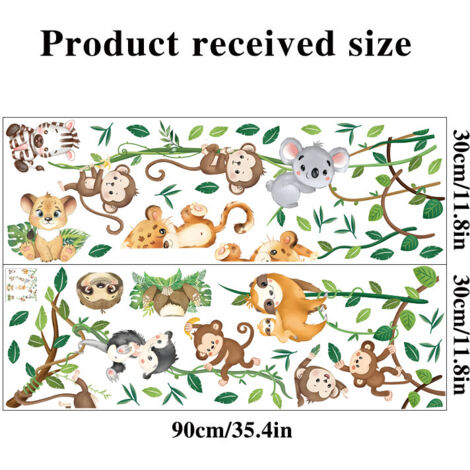 Stickers Muraux Animaux De La Jungle – Arbre Avec Singe, Lion, Zèbre – Décoration Enfant Bébé Chambre Pépinière Amovible