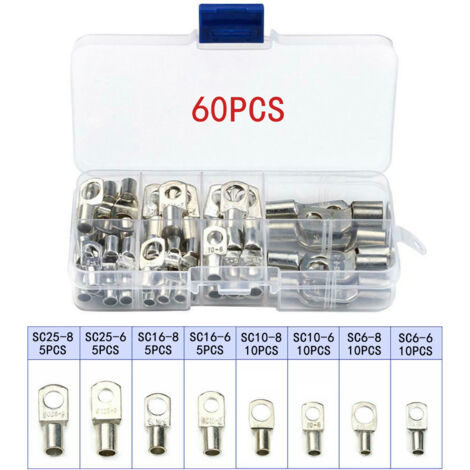 60 Pcs Trou De Boulon En Cuivre étamé Anneau à Sertir Bornes De Batterie Connecteur Sc Apercu De La Bouche 73228158