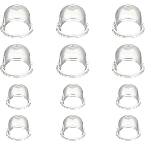 Lot de 12 gobelets de carburateur de 19 mm et 22 mm, pompe d'amorçage de carburant, injecteur de carburant à essence pour tronçonneuse, souffleur, tondeuse à gazon (transparent) (1/5)