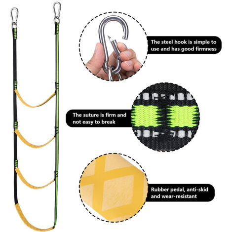 Échelle De Corde De Chasse 2 Marches NQEUEPN – 80 Cm, Sangle Nylon, Charge 272 Kg – Escalade, Spéléologie, Work En Hauteur – Portable Et Sécurisée