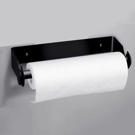 Porte Rouleau de Cuisine sans perçage, Porte Sopalin de Cuisine Mural, Porte Essuie Tout de Papier en Acier Inoxydable, Distributeur de Rouleau, Support Essuie Tout (Noir