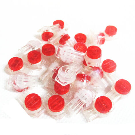 Lot de 100 pièces Verrou Connecteur UR Connexion de la ligne téléphonique Connecteur de regroupement 3 ports / 3 noyaux (Rouge (1/4)
