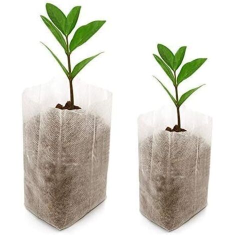 200 Pièces Sacs Biodégradables Tissu Non tissé,pour Plantes Semis Sacs de Croissance d'élevage (10 x 12 cm + 14 x 16 cm) (1/5)
