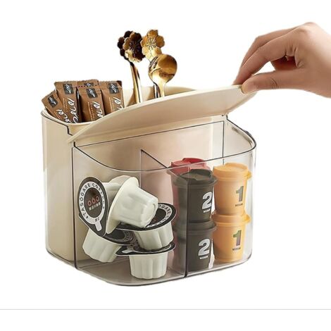 Support de rangement pour sachets de thé, capsules de café, sucre, boîte à thé, boîte à thé, étagère à thé pour comptoir d'armoire, comptoir (blanc) (1/4)