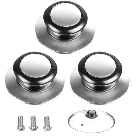 Bouton de Couvercle,3 Pièces Poignée Couvercle Casserole, Convient Pour Poignée de Couvercle en Verre, Couvercle de Casserole en Acier Inoxydable, Pour Les Ustensiles de Cuisine (1/4)