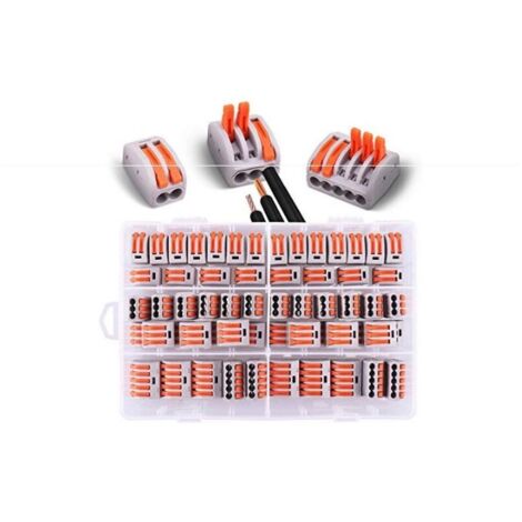 60 pièces Connecteurs électriques avec levier de commande,30pcs 2 entrées, 20pcs 3 entrées,10pcs 5 entrées Blanc (2/3/5) (1/4)