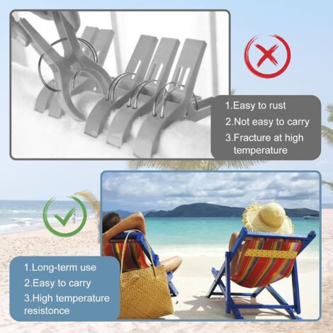 Clips Serviette De Plage Pour Chaises – Lot De Pinces Anti-Vent Pour Serviettes Et Draps De Plage