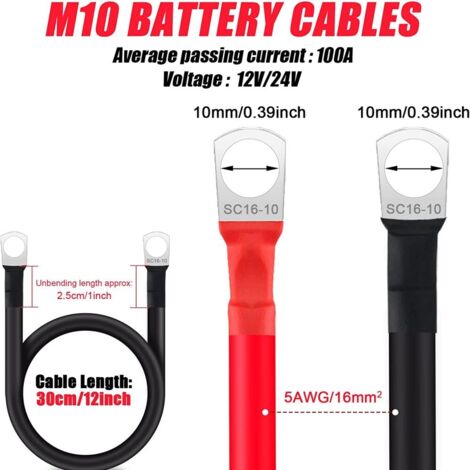 Akozon 61129115449 Fil de câble de batterie positif avec connecteur de borne de cosse en cuivre