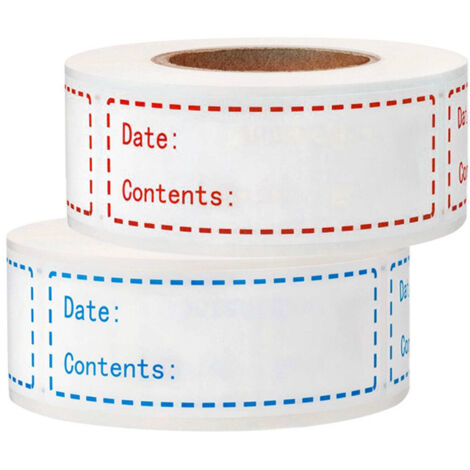 Etiquettes de Congélateur Étiquettes Autocollantes Étiquettes Amovibles2 Rouleaux pour Confiture pour La Maison Ou Le Restaurant En Conserve 75x25mm(rouge bleu) (1/5)