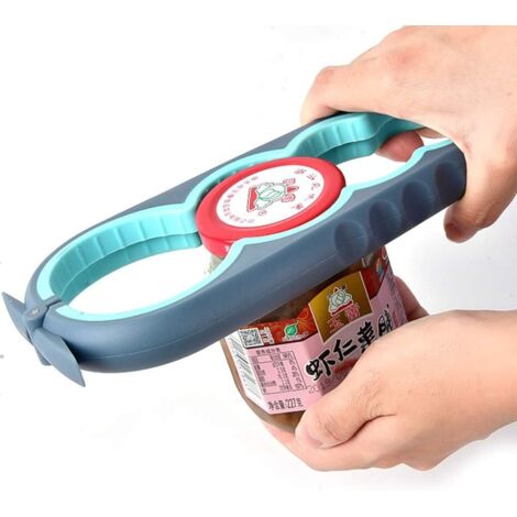 Kit Ouvre-Bocaux Easy Jar 5 En 1 + 4 En 1 – Ultra Pratique Pour Tous, Même Enfants, Seniors Et Personnes Arthritiques (Bleu)