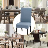 Housses De Chaise Élastiques Rétro - Lot De 6 - Gris Clair - Pour Salle à Manger, Cuisine, Fêtes - Facile à Installer