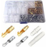 Bornes à sertir, 400 bornes et kits d'assortiment de bornes de 3,9 mm, bornes électriques, connecteurs électriques de moto, connecteurs avec manchons isolants