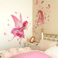 Stickers Muraux Princesse Licorne + Château Arc-en-Ciel – Lot 9 Feuilles Pour Chambre Bébé Fille, Enfant, Pépinière – Faciles à Poser & Retirer