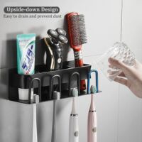 Porte-brosse à Dents Mural, Adapté Au Porte-gobelet Et Au Porte-brosse à Dents De La Salle De Bain Noir Deux Pieces 96913121