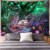 Tapisserie Murale Arbre De Vie Soleil Et Lune | Taille M 130x150 Cm | 100% Polyester | Impression HD | Pour Salon, Chambre, Décoration Bohème