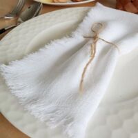 Lot De 5 Serviettes De Table En Coton Beige à Franges - 100% Coton Doux, Réutilisables Pour Mariages, Dîners, Déco Quotidienne