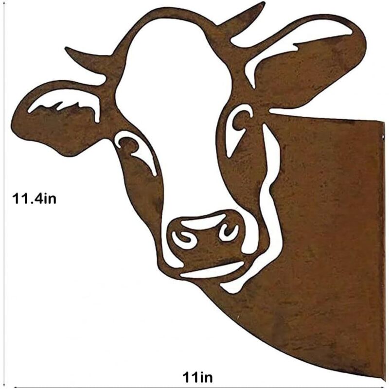 Décoration Jardin Fer Rouillé Vache - Silhouette Noire 280x290mm