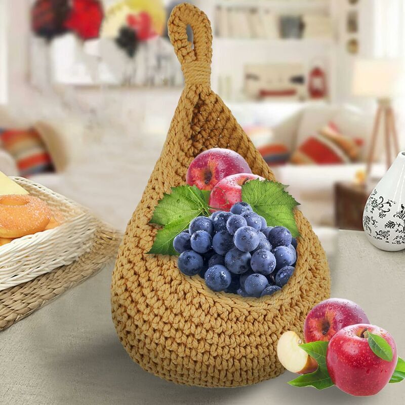 Panier A Fruit Panier Suspendu Boho CHmiss - Rangement Mural En Jute Pour Fruits Et Légumes - Déco Cuisine Panier Suspendu Rangement