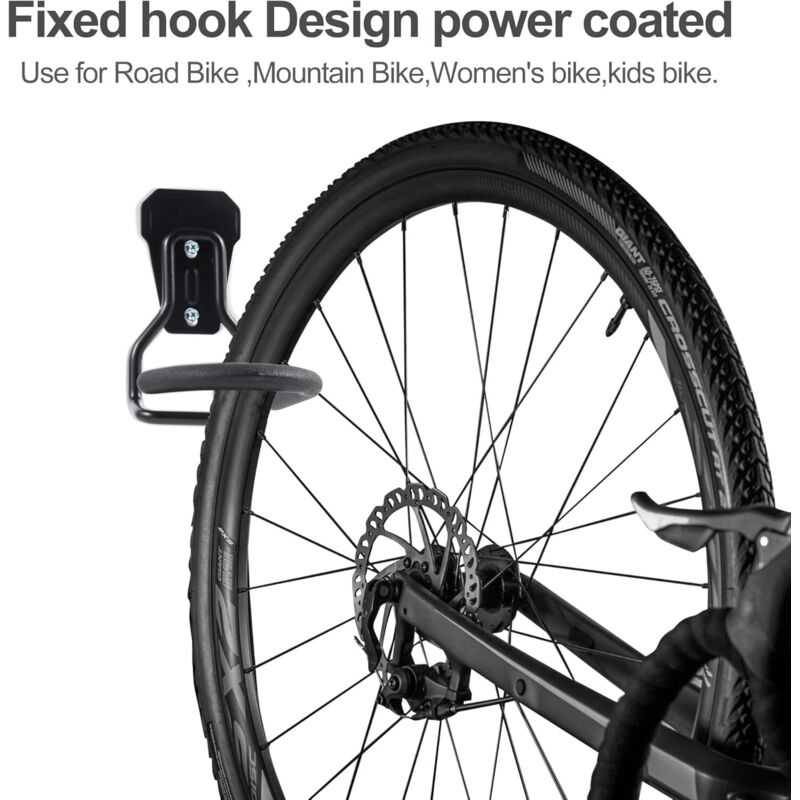 Crochets Vélo Mural AYAZIA Lot De 2 - Support L Robustes - Capacité 30kg - Pour Garage/Maison